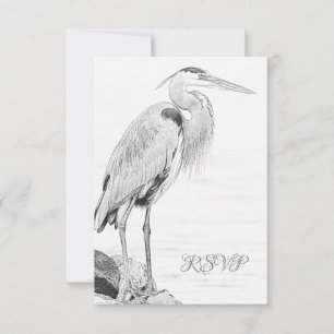 Hochzeit der Blaue Heron Water Bird RSVP Karte