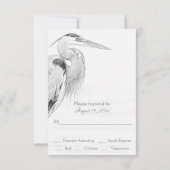 Hochzeit der Blaue Heron Water Bird RSVP Karte (Rückseite)