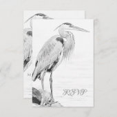 Hochzeit der Blaue Heron Water Bird RSVP Karte (Vorne/Hinten)