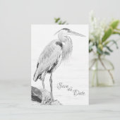 Hochzeit der Blaue Heron Water Bird Save The Date (Stehend Vorderseite)