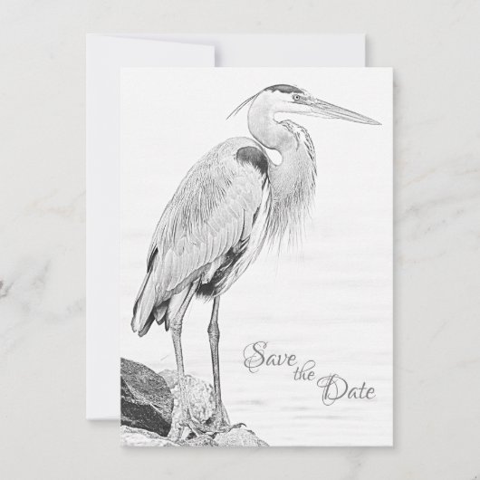 Hochzeit der Blaue Heron Water Bird Save The Date (Vorderseite)