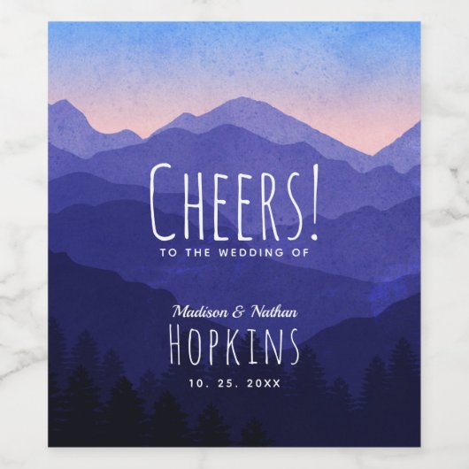 Hochzeit der Blauen Berge Weinetikett (Einzelnes Label)