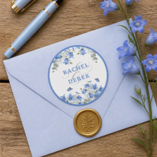Hochzeit der Blauen Blume Runder Aufkleber