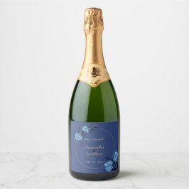 Hochzeit der blauen Blume Schaumweinetikett