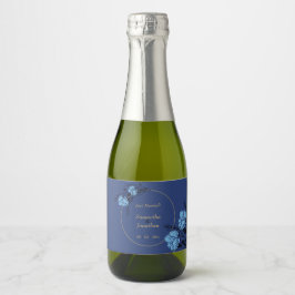 Hochzeit der blauen Blume Schaumweinetikett