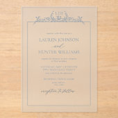 Hochzeit der blauen Blumenbrille Acryleinladungen (Vorderseite)