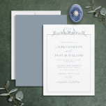 Hochzeit der blauen Blumenbrille Einladung<br><div class="desc">Die Einladung zum Hochzeitsfeiern mit dem Dusty Blue Floral Border Monogram! Dieses moderne Hochzeitsladen besticht durch eine wunderschöne, handgezeichnete, blumenlinienförmige Monografie mit handgeschriebenen Schriftzeichen für eine einzigartige und elegante Touch. Ideal für alle Frühlings- und Sommerschulen, wird diese Einladung Ihre Gäste begeistern. Das elegante und schlichte Design ist ideal für Paare,...</div>