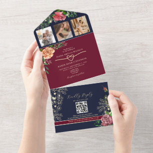 Hochzeit der Blauen Burgund All In One Einladung