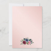 Hochzeit der Blauen Burgund Blush Pink Floral Save The Date (Rückseite)