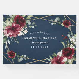 Hochzeit der Blauen Burgund Blush Pink Gold Floral Gästebuch
