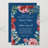 Hochzeit der Blauen Burgund Einladung (Vorne/Hinten)