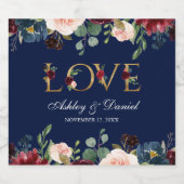 Hochzeit der Blauen Burgunder Blütengoldblume Lieb Schaumweinetikett (Einzelnes Label)