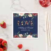 Hochzeit der Blauen Burgunder Blütengoldblume Lieb Serviette (Beispiel)