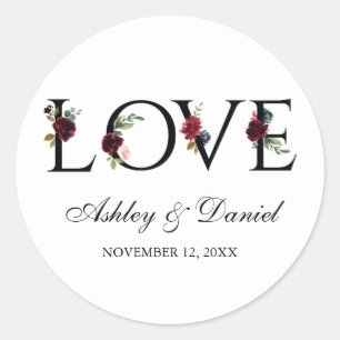 Hochzeit der blauen Burgunder-Liebe Runder Aufkleber
