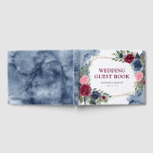 Hochzeit der Blauen Burgundy Gold Geometric Floral Gästebuch (Voll)