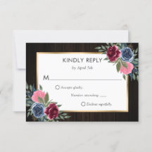 Hochzeit der Blauen Burgundy Pink Gold Floral