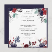 Hochzeit der Blauen Burgundy Rot Gothic Einladung (Vorne/Hinten)