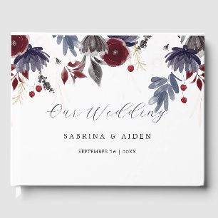 Hochzeit der Blauen Burgundy Rot Gothic Gästebuch