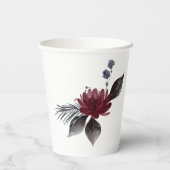 Hochzeit der Blauen Burgundy Rot Gothic Pappbecher (Rückseite)