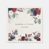 Hochzeit der Blauen Burgundy Rot Gothic Serviette (Vorderseite)