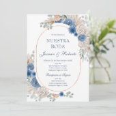 Hochzeit der Blauen Flora Einladung (Stehend Vorderseite)