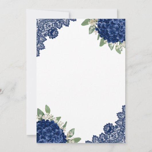 Hochzeit der Blauen Hydrangea Einladung (Rückseite)