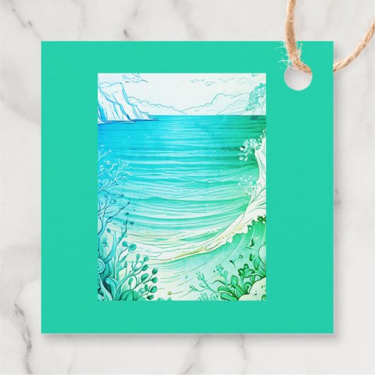 Hochzeit der blauen Küste Geschenkanhänger (Rückseite)