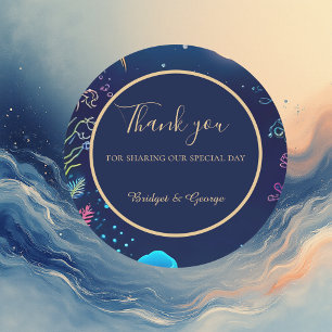 Hochzeit der blauen Küste Runder Aufkleber