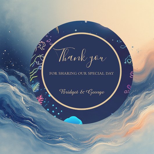 Hochzeit der blauen Küste Runder Aufkleber