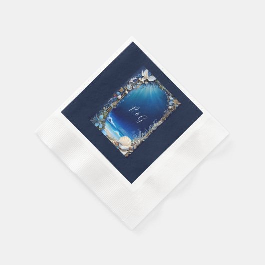 Hochzeit der blauen Küste Serviette (Ecke)