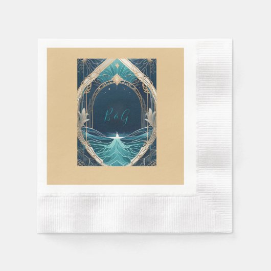 Hochzeit der blauen Küste Serviette (Vorderseite)