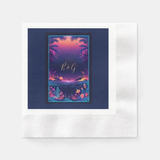 Hochzeit der blauen Küste Serviette (Vorderseite)