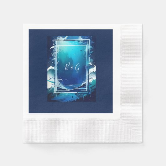 Hochzeit der blauen Küste Serviette (Vorderseite)