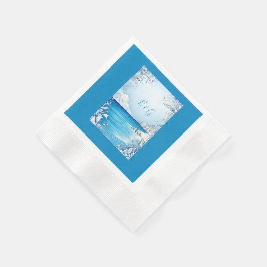 Hochzeit der blauen Küste Serviette (Ecke)