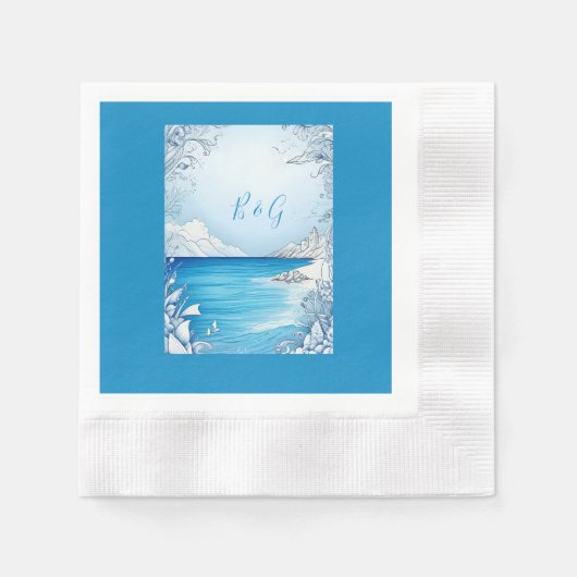 Hochzeit der blauen Küste Serviette (Vorderseite)