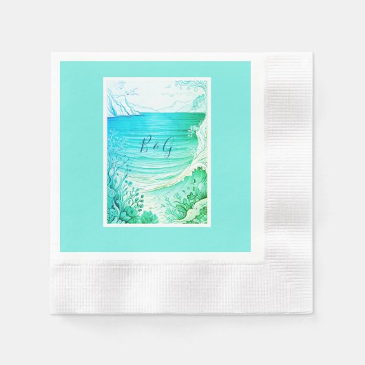 Hochzeit der blauen Küste Serviette (Vorderseite)