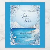 Hochzeit der blauen Küste Weinetikett (Einzelnes Label)