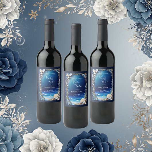 Hochzeit der blauen Küste Weinetikett