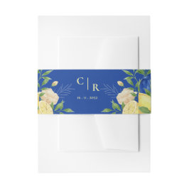 Hochzeit der blauen Lemon-Flora-Monogramm Einladungsbanderole