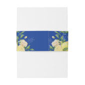 Hochzeit der blauen Lemon-Flora-Monogramm Einladungsbanderole (Rückseitenbeispiel)