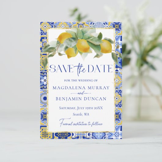 Hochzeit der blauen Lemonen Save The Date (Stehend Vorderseite)