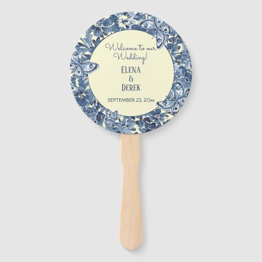 Hochzeit der blauen Lt-Gelb-Wasserfarbe Fächer (Vorderseite)