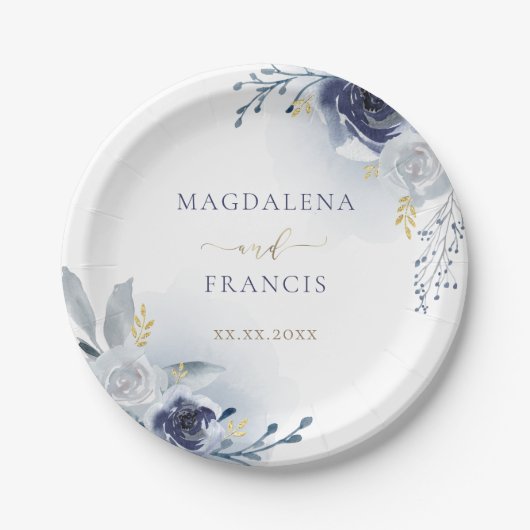 Hochzeit der blauen Rose Pappteller (Vorderseite)