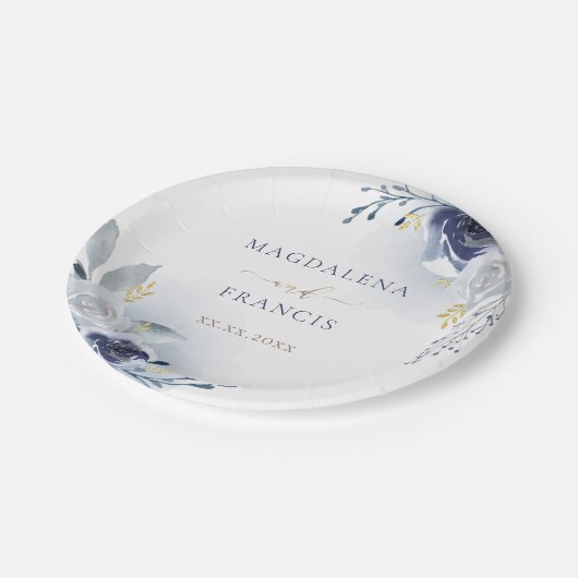 Hochzeit der blauen Rose Pappteller (Schrägansicht)