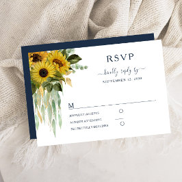 Hochzeit der Blauen Sonnenblume in Elegant RSVP Karte