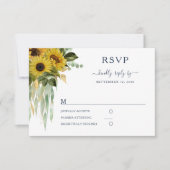 Hochzeit der Blauen Sonnenblume in Elegant RSVP Karte (Vorderseite)