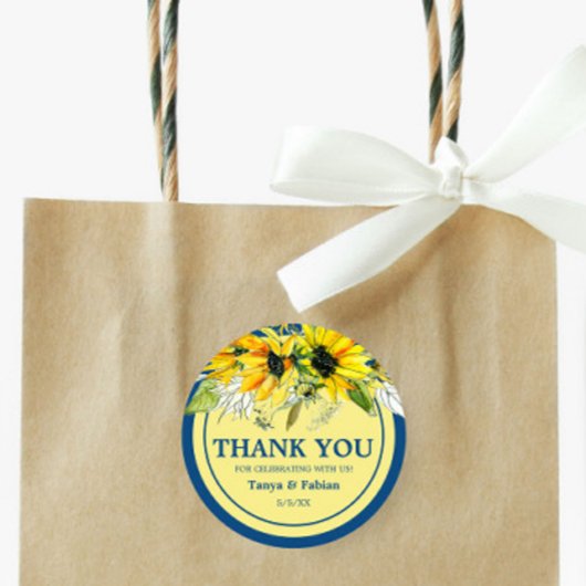 Hochzeit der Blauen Sonnenblume Runder Aufkleber