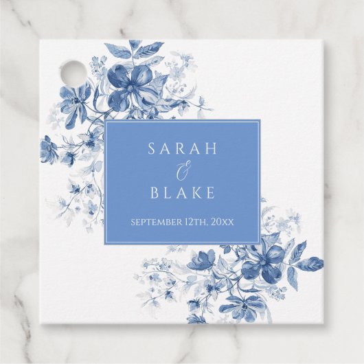 Hochzeit der Blauen Toile Geschenkanhänger (Vorderseite)