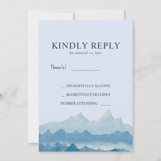 Hochzeit der Blauen Wasserfarbe RSVP Einladung (Vorderseite)