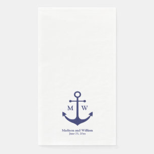 Hochzeit der blauen weißen Monografie des Nautikan Serviette